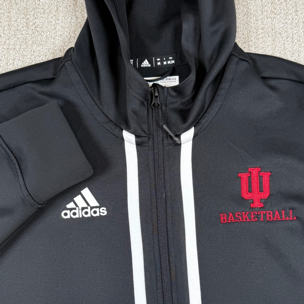 Adidas Mens Medium Indiana Hoosiers Basketball Black Full Zip Hoodie Jacket